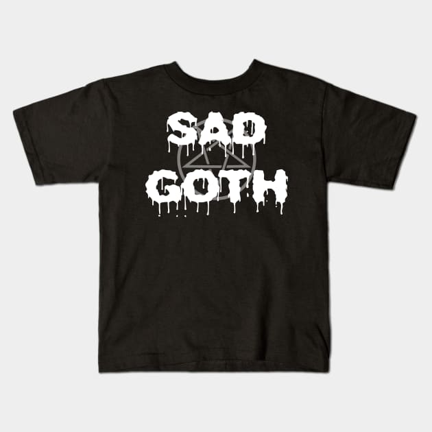 Sad Goth Aesthetic Pentacle Pentagram Emo Grunge Black Kids T-Shirt by Prolifictees